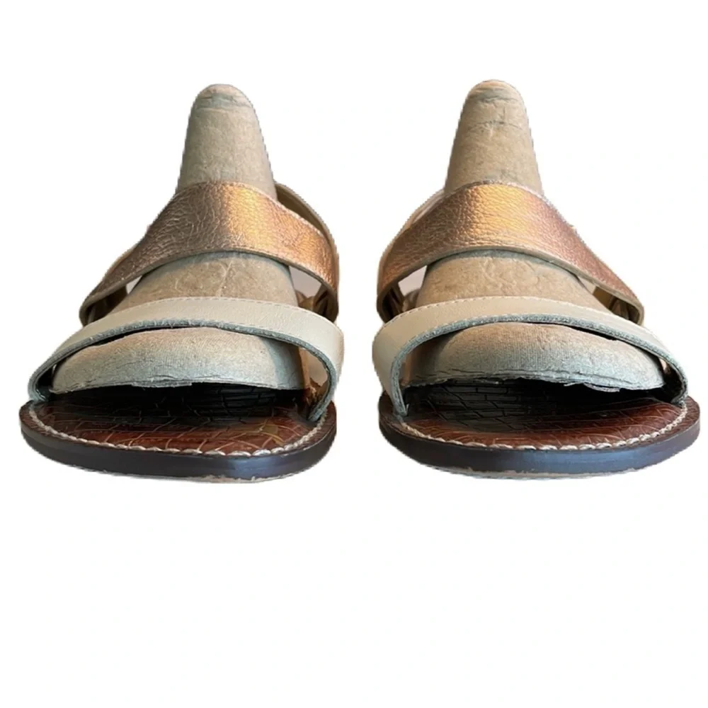Sz9.5 Sam Edelman Cream/Copper Leather 2 strap with adj ankle strap EUC - Picture 8 of 13